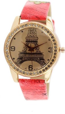 Talgo New Arrival Red Robin Season Special RRCRPRPK Rose Gold Paris Style Dial Round Shaped Leather Belt RRCRPRPK Watch  - For Girls   Watches  (Talgo)