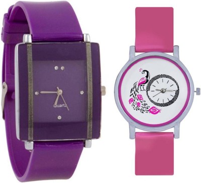 LEBENSZEIT New StylishPink Purple Trend Multicolor Set Of Two Watch Combo Watch  - For Girls   Watches  (LEBENSZEIT)