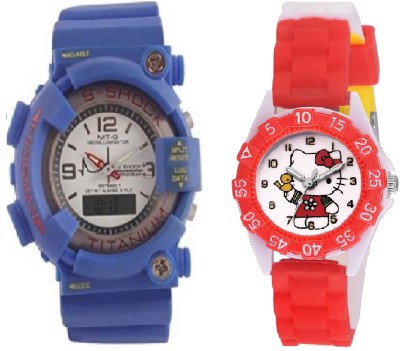 COSMIC BLUE S SHOCK DIGITAL ANALOG BOYS WATCH WITH having latest , designer , sporty big dial WITH KITTY CARTOON PRINTED GIRLS Watch  - For Boys & Girls   Watches  (COSMIC)