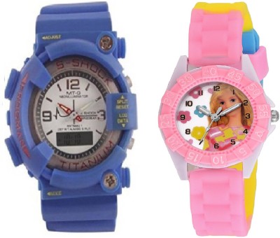 COSMIC BLUE S SHOCK DIGITAL ANALOG WATCH having latest , designer , sporty big dial WITH KITTY CARTOON PRINTED GIRLS COLORFUL BARBIE CHILDREN WATCH Watch  - For Boys & Girls   Watches  (COSMIC)
