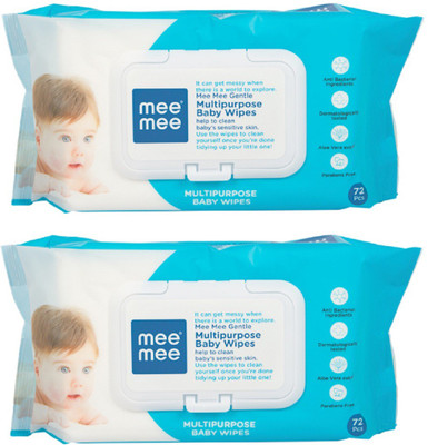 

MeeMee Gentle Multipurpose Baby Wipes with Aloe Vera (72 pcs) (Pack of 2)(2 Pieces)