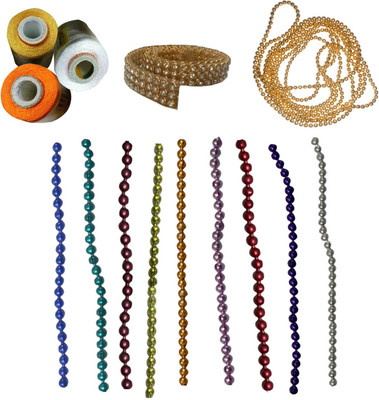 

craftkit Orange, gold and white silk thread and different strips for jewellery making accessories