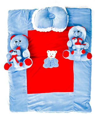 

Baybee BunnYBeaR Basic Bed with Pillow, Bed Sheet & Bolster Set. BunnYBeaR Basic Bed with Pillow Crib Size(Fabric, Blue, Red)