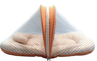 

Baybee Comfy Net Bed With Pillow (Orange And White, 0-12 Months) Net Bed With Pillow Crib Bedding(Fabric, Orange, White)