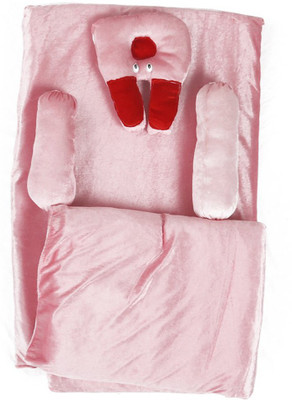 

Baybee BunnYBeaR Basic Bed with Pillow,Bed Sheet & Bolster Set. BunnYBeaR Basic Bed with Pillow Crib Size(Fabric, Pink, Red)