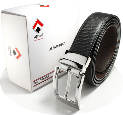 

alfami Men Formal, Casual, Party Black Texas Leatherite Reversible Belt