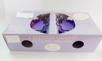 Live In Bliss Floral Lavender Candle Candle(Purple, Pack of 2)