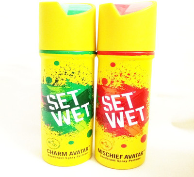 

Set Wet CHARM AVATAR AND MISCHIEF AVATAR Deodorant Spray - For Men(300 ml, Pack of 2)