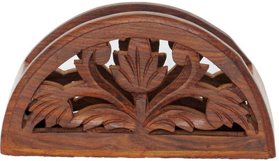 

WoodCart 1 Compartments Wooden H@ndmade Tissue Holder, Paper Holder, Multi Holder for Office Use Carved Jali Design Tissue Holder(Brown)