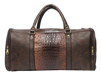 

Pranjals House Crushed Leather Duffle bag Travel Duffel Bag(Brown)