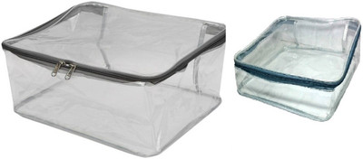 

Addyz Plain Storage Multipurpose Bag Combo Of 1 Large Transparent Saree Salawar Kameez Bed Sheets Cover with 1 Hankey Cover.(Transparent)