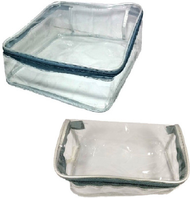 

Addyz Plain Storage Multipurpose Bag Combo of 1 Transparent Hankey Cover with 1 Transparent Pouch Case Accessories Make up, Storage Shaving, Toiletry Organizer(Transparent)