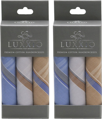 Luxxio Men's Multi Color Subtle Design Soft Cotton [ Multicolor ] Handkerchief(Pack of 6)