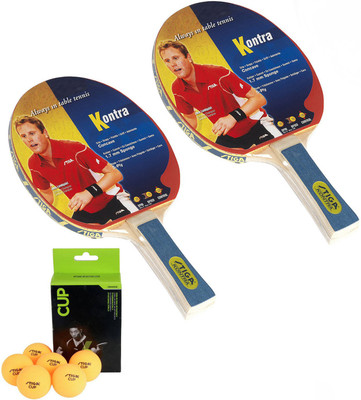 

Cosco Stiga 2 Kontra Kontra Table Tennis Bat WIth T T Cup Ball Table Tennis Kit