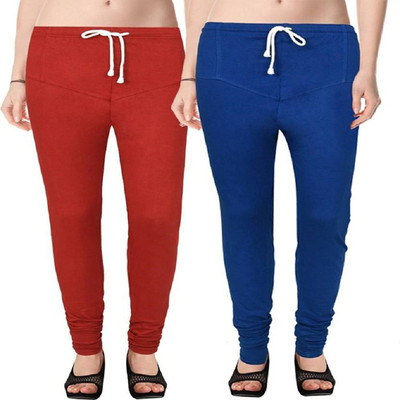 S2KCrafts Churidar Legging(Maroon, Blue, Solid)