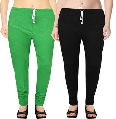 S2KCrafts Churidar Legging(Green, Black, Solid)