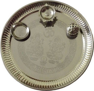 Hug Me HUG ME Pavitra Puja Thali Steel Pooja & Thali Set(1 Pieces, Silver) available at flipkart for Rs.280