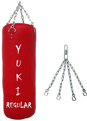 

YUKI Regular 1.5 Feet Long, PU Material, Red Color, Unfilled with Hanging Chain Hanging Bag(Heavy, 18 kg)