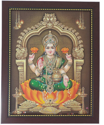 

R S Exports Goddess Lakshmi Photo Frame ( 32.5 cm x 26.5 cm x 1.5 cm ) / Thanksgiving Wall Decorations / lakshmi laxmi asta ashta kuber kubera / God Gods and Goddess Religious Frame