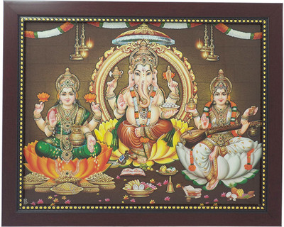 

R S Exports Lord Ganesh Lakshmi and Saraswati Photo Frame ( 32.5 cm x 26.5 cm x 1.5 cm ) / pillaiyar vinayagar ganpati ganesh ganesha lakshmi laxmi saraswati saraswathy saraswathi kuber kubera asta ashta Art work for Paintings and Wall Stickers / God Gods