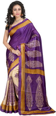 

Softdeal Printed Bhagalpuri Printed Silk Saree(Purple)
