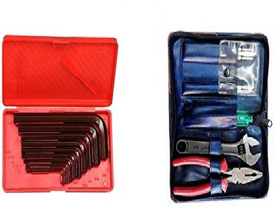TAPARIA Taparia - 1001 Universal Tool Kit + Allen Key Set( Inch sizes) 10-Pieces- Brown Finish-Red Box Packing (AKI-10) Standard Screwdriver Set(Pack of 2)