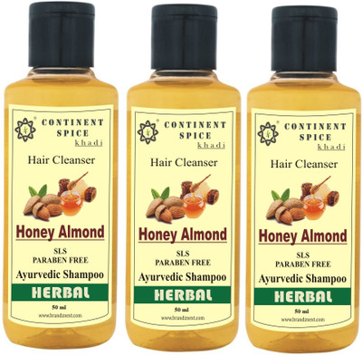 

Continent Spice Khadi Honey Almond Oil Herbal Hair Cleanser (50ml) Pack of 3 -(SLS-Paraben Free) CS682005(50 ml)