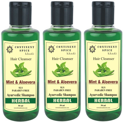 

Continent Spice Khadi Mint & Aloevera Herbal Hair Cleanser (50ml) Pack of 3 -(SLS-Paraben Free) CS682005(50 ml)