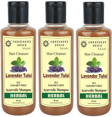 

Continent Spice Khadi Lavender Tulsi Herbal Hair Cleanser (50ml) Pack of 3 -(SLS-Paraben Free) CS682005(50 ml)