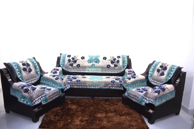 A.P HANDLOOM Jacquard Floral Sofa Cover(Blue Pack of 12)