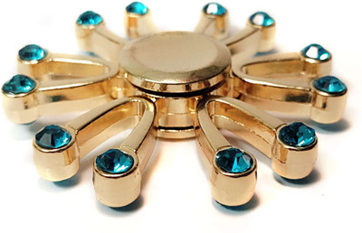 

Zoolo Golden Metal Fidget Spinner High Speed Studded with Blue Color Stones(Gold)
