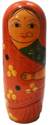 

Crafts India Set Of 5 Piece Hand Paints Nesting Wooden Dolls for Kids - Indian Lady(Multicolor)