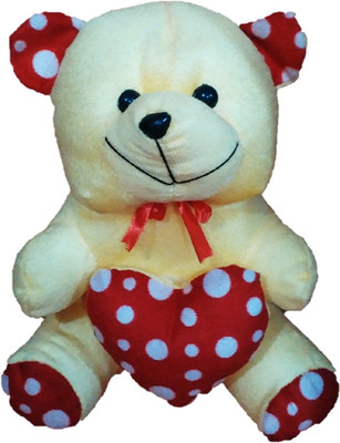 

Saroj Golden Petals Teddy Bear Red Heart - 32 cm(Bright Yellow, Red)