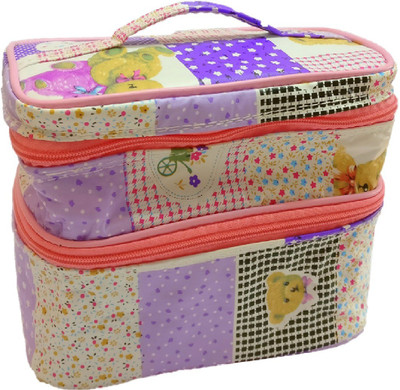 

Addyz Double Decker Cosmetic Makeup Toiletry Bag, Storage Case Jewellery Vanity Box(Purple)