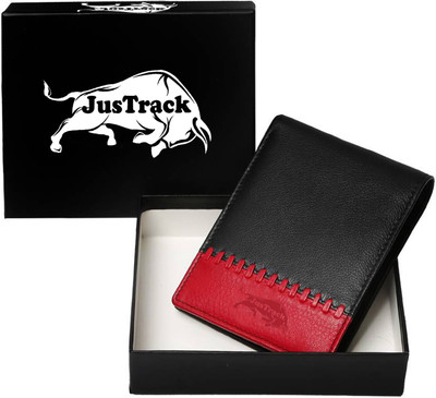 

Justrack Men Black, Red Genuine Leather Wallet(1 Card Slot), Black;rad