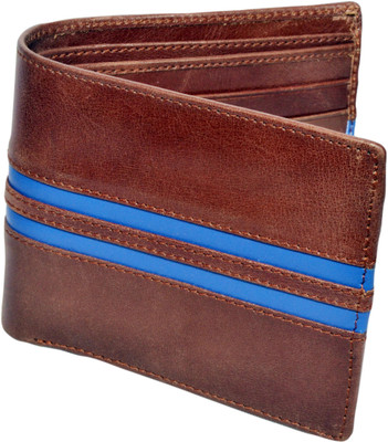 

Navlaai Creation Men Brown Genuine Leather Wallet(7 Card Slots), Brown and blue