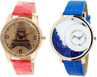 Talgo New Arrival Festive Season Special TGPRPKMXBU Rose Gold Paris Style Dial Round Shaped Leather Belt And Mxre Blue Round Shapped Dial Leather Strap TGPRPKMXBU Watch  - For Girls   Watches  (Talgo)