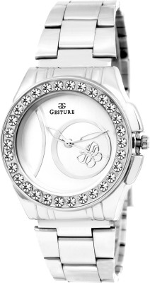 Gesture Crystal White Modest Analog Watch  - For Women   Watches  (Gesture)