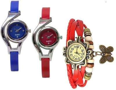 Talgo New Arrival Red Robin Festival Season Special RRWCBLRDDORIRD Blue Rond Dial Blue Rubber Strep Red Round Dial Red Rubber Strep And Dori Red Multicolor Combo Of 3 RRBLRDDORIRD Watch  - For Girls   Watches  (Talgo)