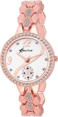 Rich Club RC-2274 Rose~Gold Diamond Cut Glass Watch  - For Women   Watches  (Rich Club)