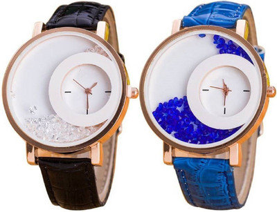 

Talgo New Arrival Festive Season Special TGMXREBKBU Round Shaped Multicolor Dial Black And Blue Colored Leather Streaped New Trendy Stylish Look Watch (Combo Of 2 Black, Blue) TGMXREBKBU Watch - For Girls