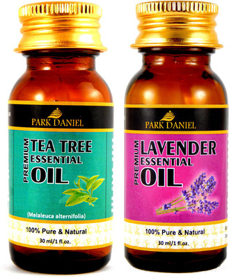 

Park Daniel Premium Tea tree essential oil and Lavender essential oil- 100% Pure and Natural Combo pack of 2 bottles of 30 ml(60 ml)(60 ml)