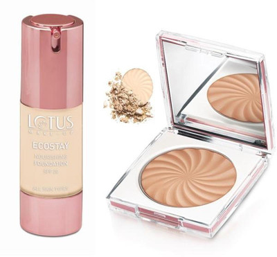 Lotus Herbals Make-up Combo Of Ecostay Royal Pearl Nourishing Foundation 30ml Spf 20 L1 & Compact C1 9g(Set of 1)