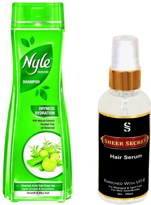 

NYLE DRYNESS HYDRATION SHAMPOO 400ML with SHEER SECRET HAIR SERUM 100ML(Set of 2)