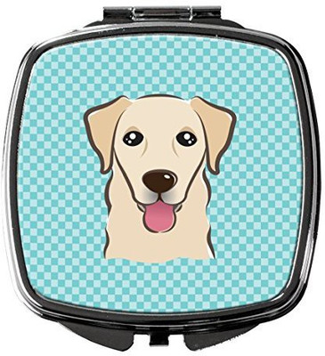 

Caroline's Treasures BB1190SCM Checkerboard Blue Golden Retriever Compact Mirror