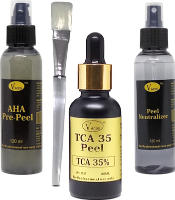 

VACOS TCA 35 Peel TCA 35% 30 ml with Pre Peel Neutralizer Brush Chemical Peel Skin Peeling 30 ml(Set of 4)