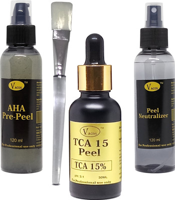 

VACOS TCA 15 Peel TCA 15% 30 ml with Pre Peel Neutralizer Brush Chemical Peel Skin Peeling 30 ml(Set of 4)
