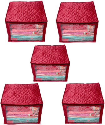 

Addyz Plain Pack of 5 Pisces Plain Large Satin Saree Salwar Suit Kamiz Cover Storage Bag(Maroon)