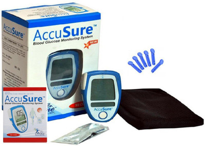 AccuSure Glucose Monitor with 50 Strips Glucometer(Blue)