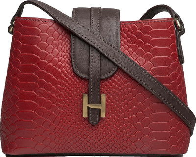 

Hidesign Women Formal Red, Brown Genuine Leather Sling Bag, Brown;red
